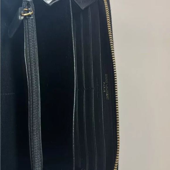 Authentic Saint Laurent Paris Classic  Zip  Black Continental Leather Wallet - Picture 9 of 14